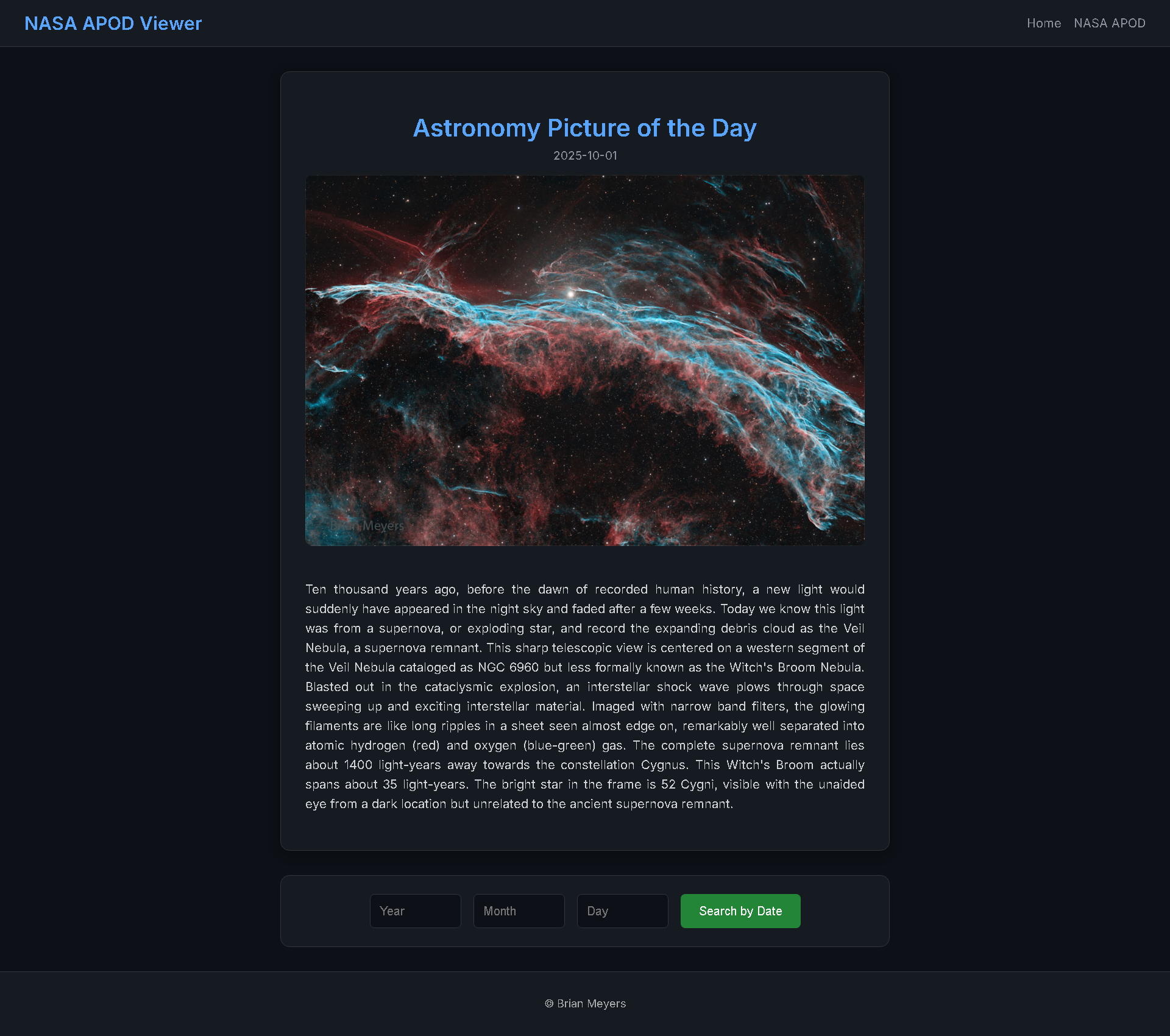 NASA APOD Viewer Screenshot
